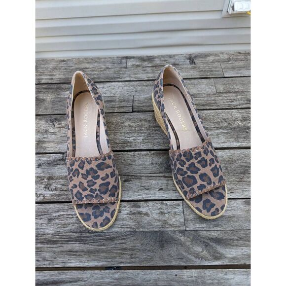 Jack Rogers Palmer Animal Print‎ Woven Espadrilles Wedges women's size 9.5 - Picture 1 of 8